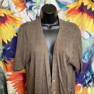 🍓 EUC CJ Banks Olive Green Short Sleeve Cardigan